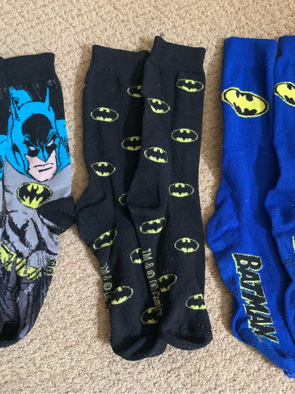Lot of 3 Pairs Batman Socks Men’s Size 7–9 Like New